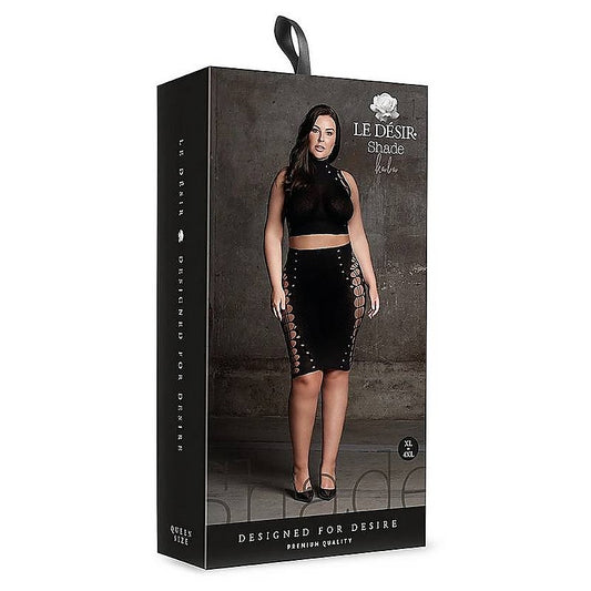 Le Desir Shade Kala XXXVII Two Piece with Turtleneck, Crop Top and Skirt Black - Skirts And Club Wear