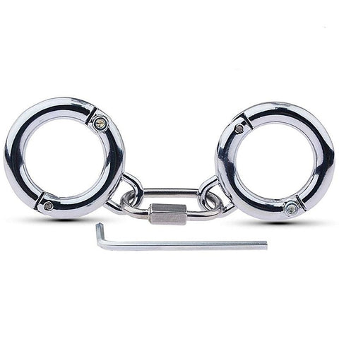 Class Stainless Steel BDSM Play Thumb Cuffs by BDStyle - Steel Sex Toys