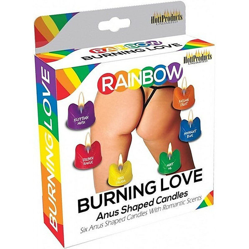 Rainbow Burning Love 6 Sexy Anus Shaped Candles - Party Gifts and Novelties