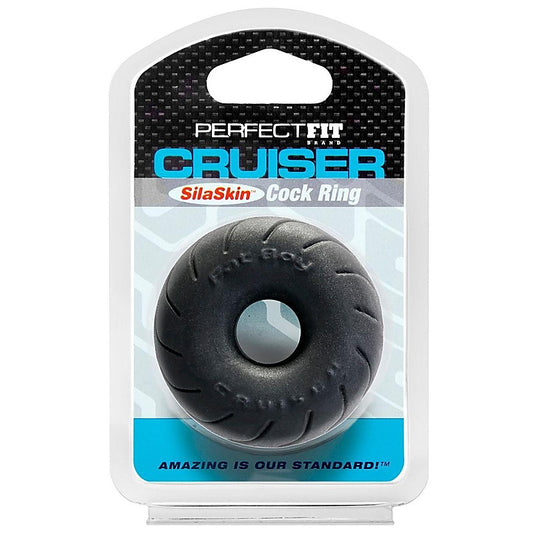 Perfect Fit SilaSkin Cruiser Stretchy Cock Ring 2.5 in. Black - Stretchy Cock Rings