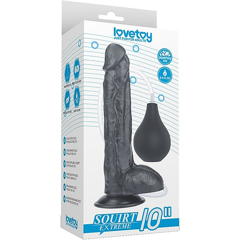 Squirt Extreme Realistic Looking Dong Black by Lovetoy - Realistic Dildos