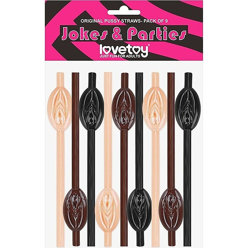 Professional 9 Pack Pussy Straws by Lovetoy - Party Gifts and Novelties