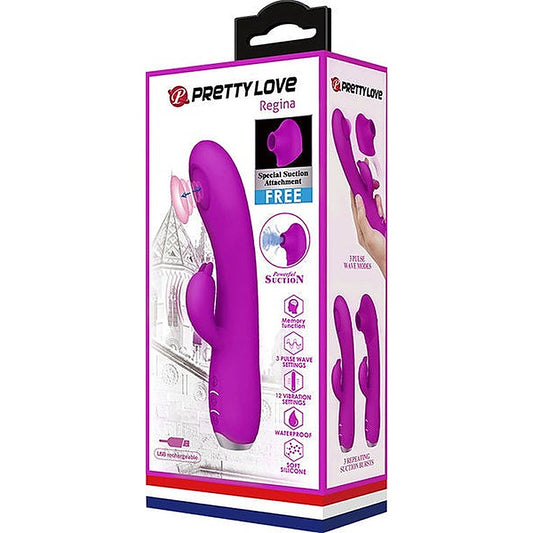 Pretty Love Rechargeable Regina Pulsating Rabbit Vibrator Purple - Rabbit Vibrators