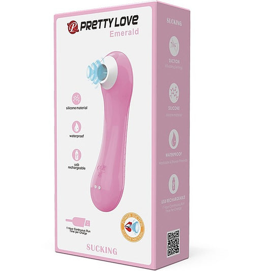Pretty Love Rechargeable Sucking Emerald Clitoral Massager Light Pink - Clit Ticklers and Pulsators