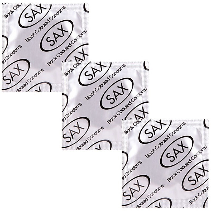 Black Straight Shafted Smooth Latex Condoms by Sax - Condoms