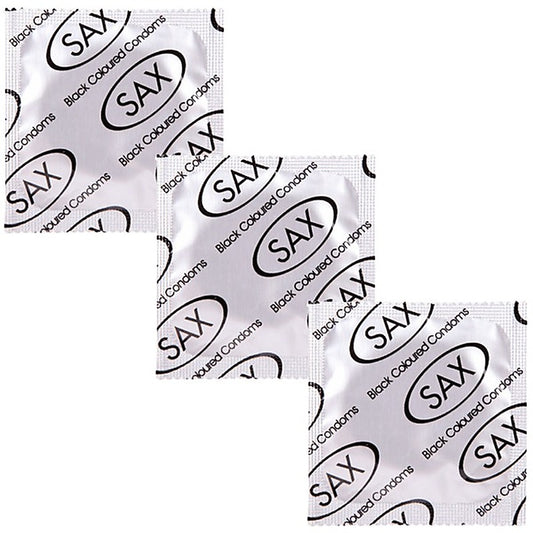 Sax Black Straight Shafted Smooth Latex Condoms 144 Pack - Condoms