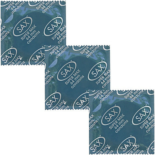 Sax Super Max Fit Smooth Latex Condoms 64mm 144 Pack - Condoms