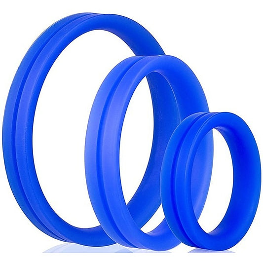 Screaming O RingO Pro X3 Silicone Cock Ring Set Blue - Cock Ring Sets