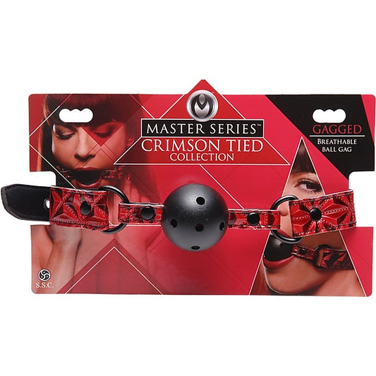 Master Series Tied Breathable Fetish Play Ball Gag - Bondage Gags and Bits