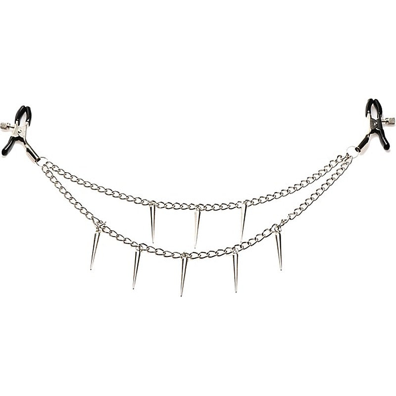 Master Series Daggers Double Chain Nipple Clamps - Nipple and Clit Clamps