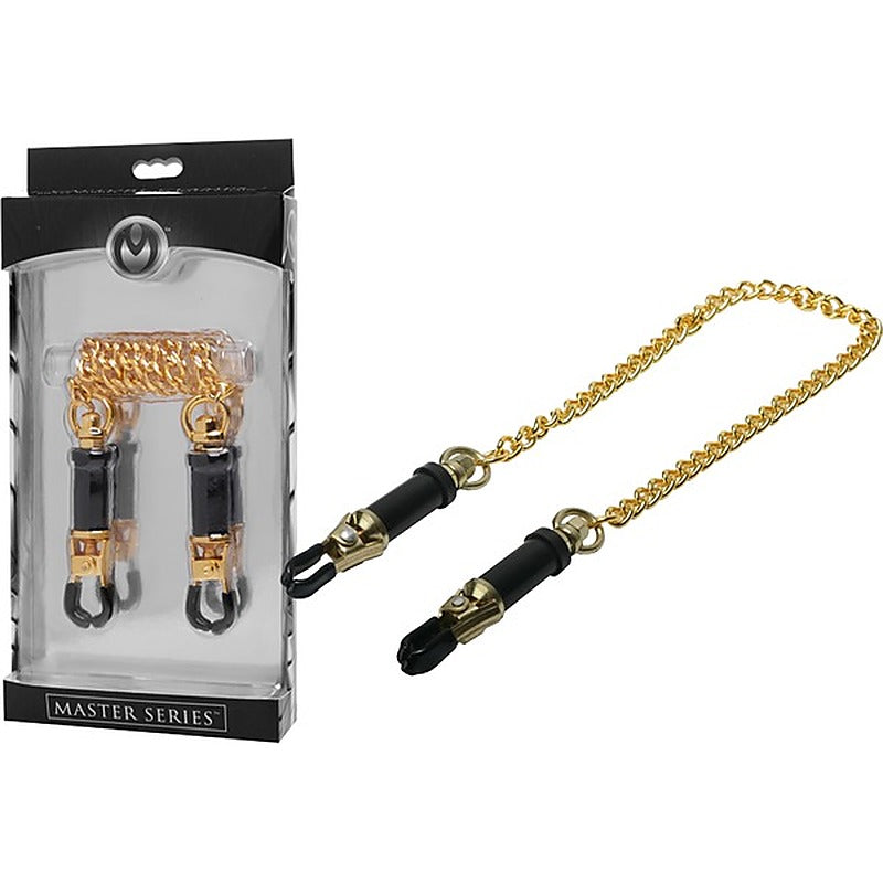 Master Series Deluxe Adjustable Bondage Nipple Clamps - Nipple and Clit Clamps