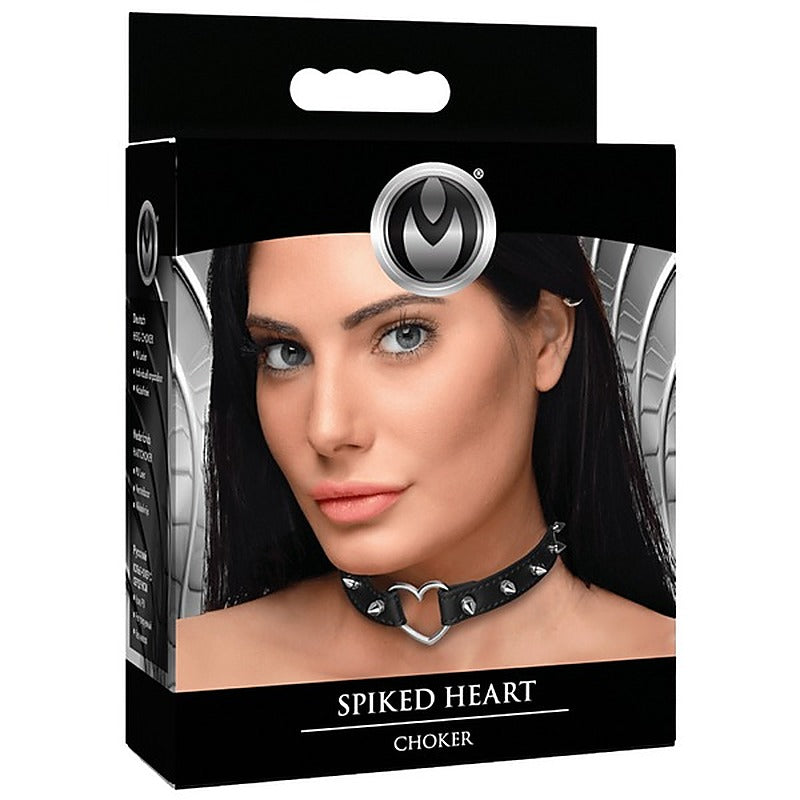 Spiked Heart Bondage Choker by XR Brands - Collars and Leads