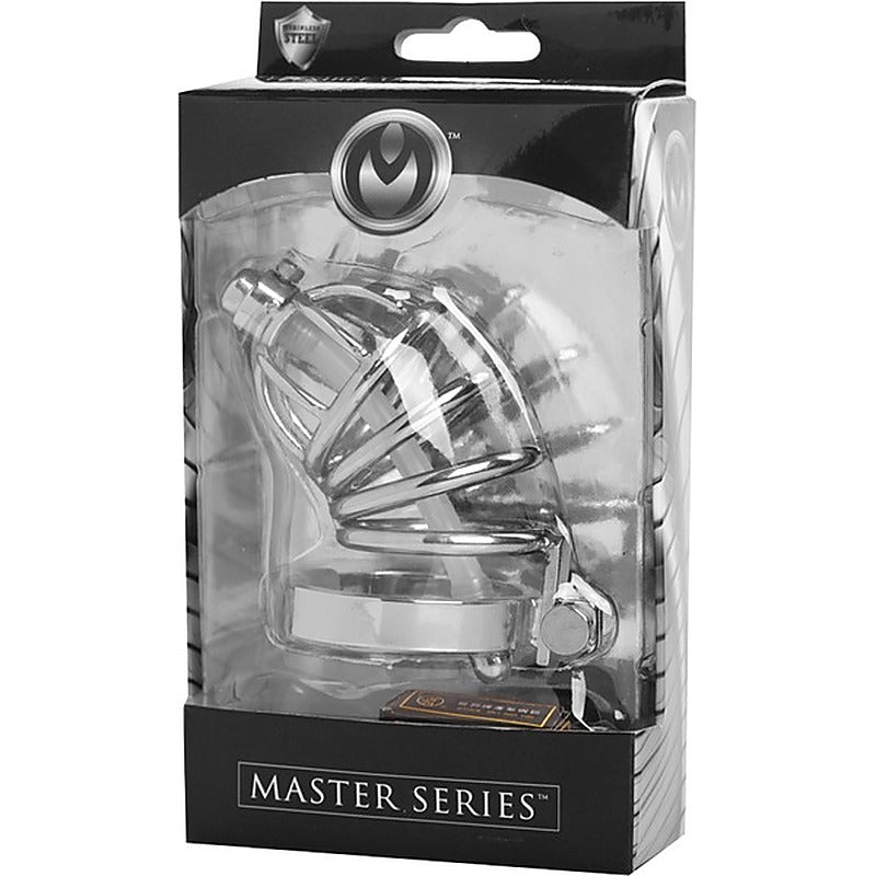 Master Series Stainless Steel Chastity Cage by XR Brands - Male Chastity