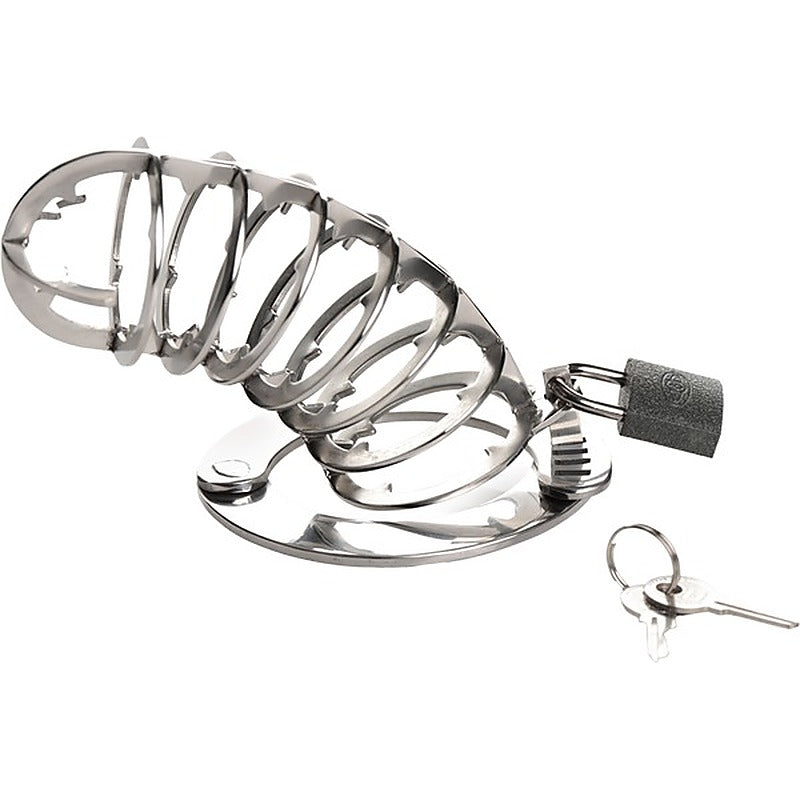 Master Series Stainless Steel Spiked Men's Chastity Cage - Male Chastity