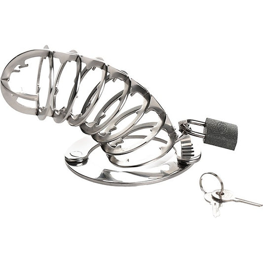 Master Series Stainless Steel Spiked Mens Chastity Cage - Male Chastity