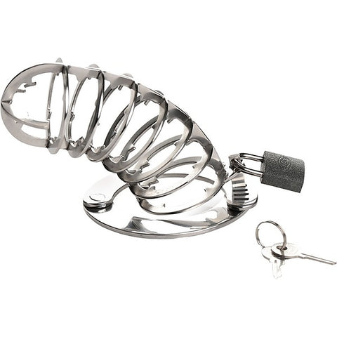 Master Series Stainless Steel Spiked Men's Chastity Cage - Male Chastity