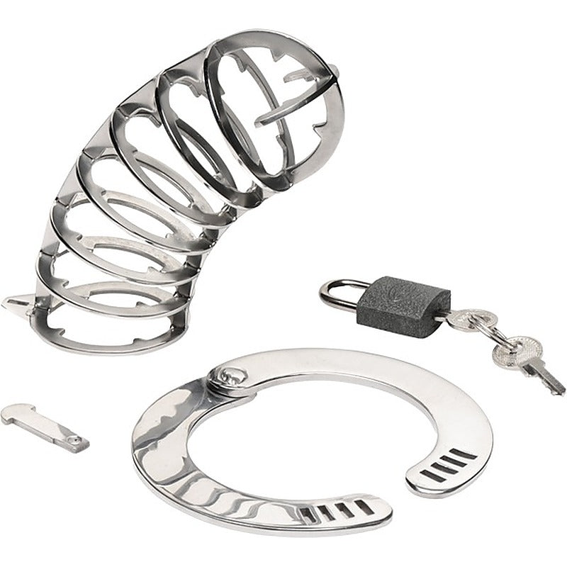 Master Series Stainless Steel Spiked Men's Chastity Cage - Male Chastity