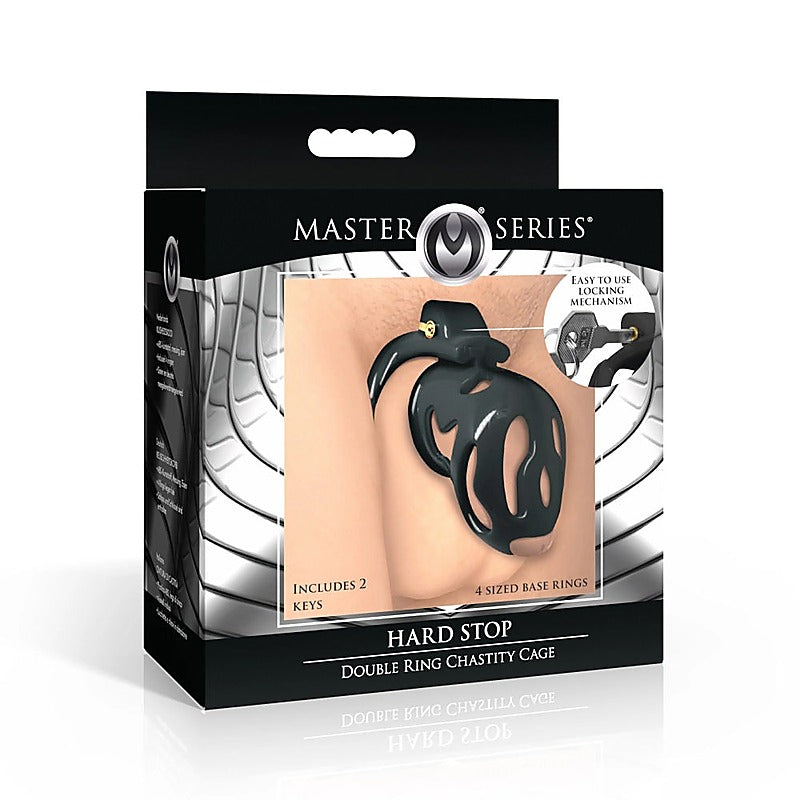 Hard Stop Double Ring Chastity Cage by XR Brands - Male Chastity