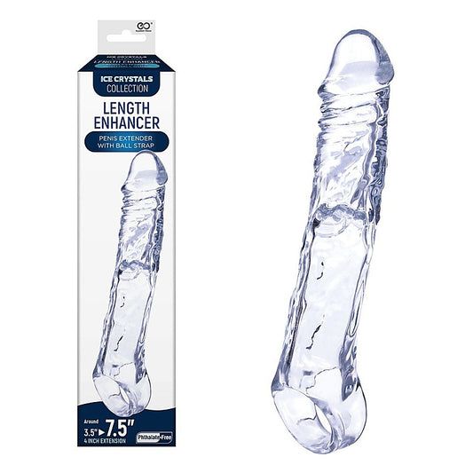 Excellent Power Ice Crystals Length Enhancer Penis Extension Sleeve Clear - Penis Sleeves and Extenders