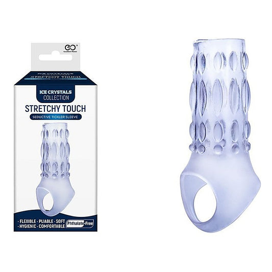 Excellent Power Ice Crystals Stretchy Touch Tickler Penis Sleeve Clear - Penis Sleeves and Extenders