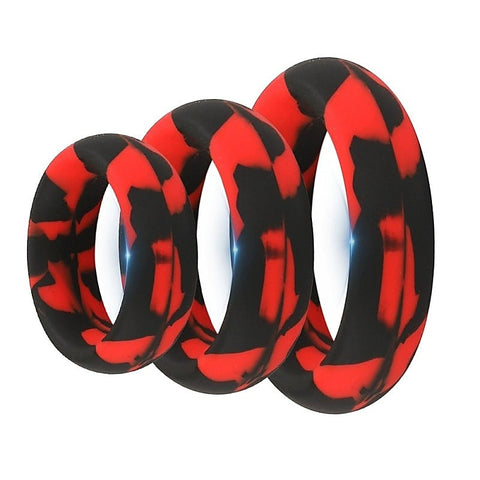 Mixed Color Men's Stretchy Silicone Penis Ring Set - Stretchy Cock Rings
