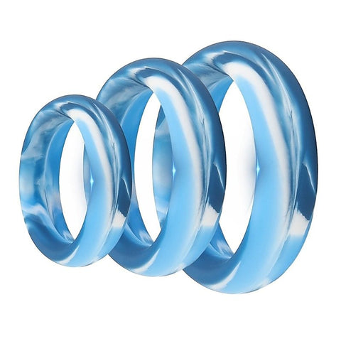 Mixed Color Men's Stretchy Silicone Penis Ring Set - Stretchy Cock Rings