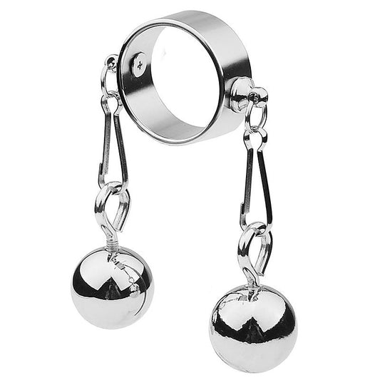 BDStyle Bondage Play Penis Ring With Balls Short - Steel Cock Rings