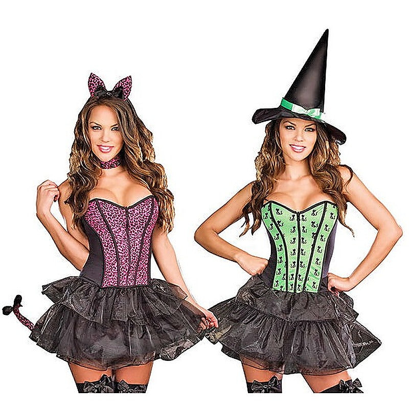Dreamgirl Under My Spell Cat Reversible Womens Costume Witch/Black - Fancy Dress Ups