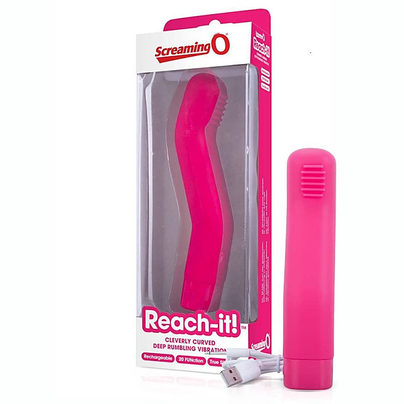 Charged Reach-it Rechargeable Curved Vibrator by Screaming O - G-Spot Vibrators