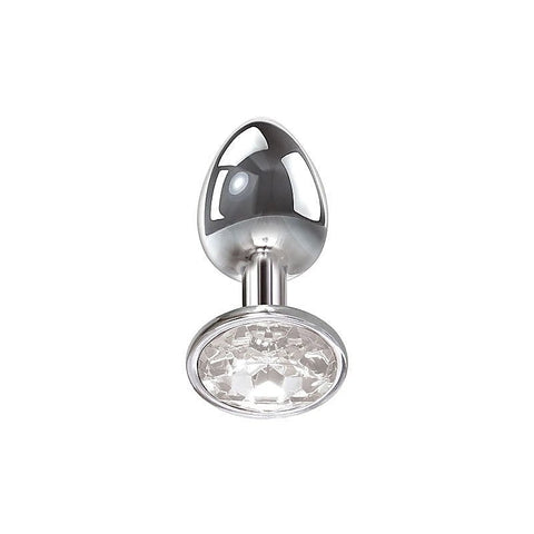 Metallic Butt Plug with Clear Gem Base by Adam & Eve - Butt Plugs