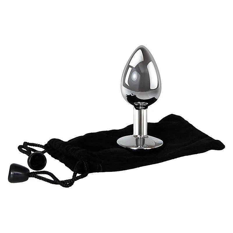 Metallic Butt Plug with Clear Gem Base by Adam & Eve - Butt Plugs