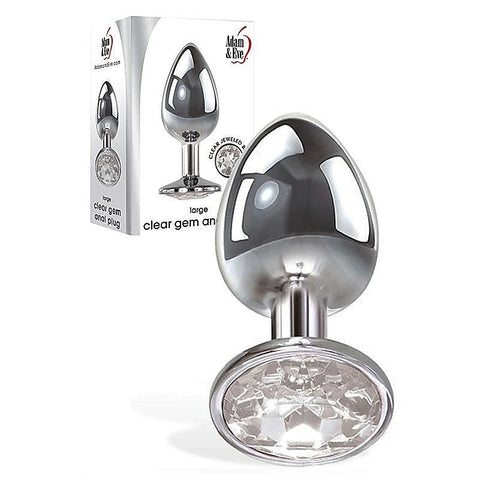 Metallic Butt Plug with Clear Gem Base by Adam & Eve - Butt Plugs