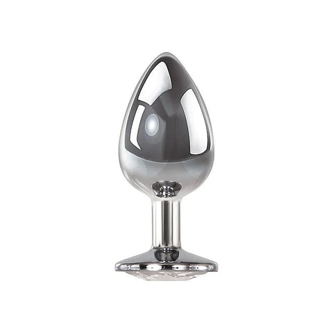 Metallic Butt Plug with Clear Gem Base by Adam & Eve - Butt Plugs