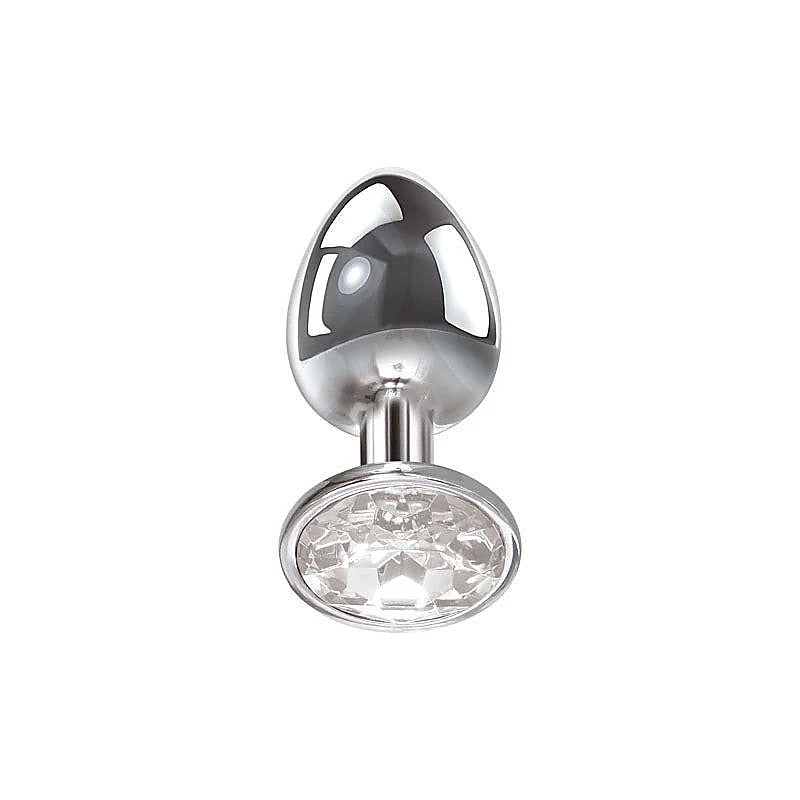 Metallic Butt Plug with Clear Gem Base by Adam & Eve - Butt Plugs