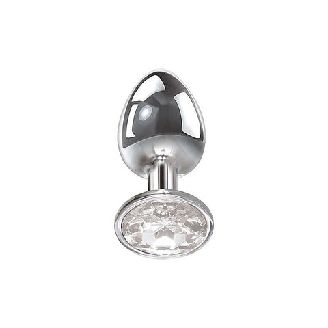 Metallic Butt Plug with Clear Gem Base by Adam & Eve - Butt Plugs