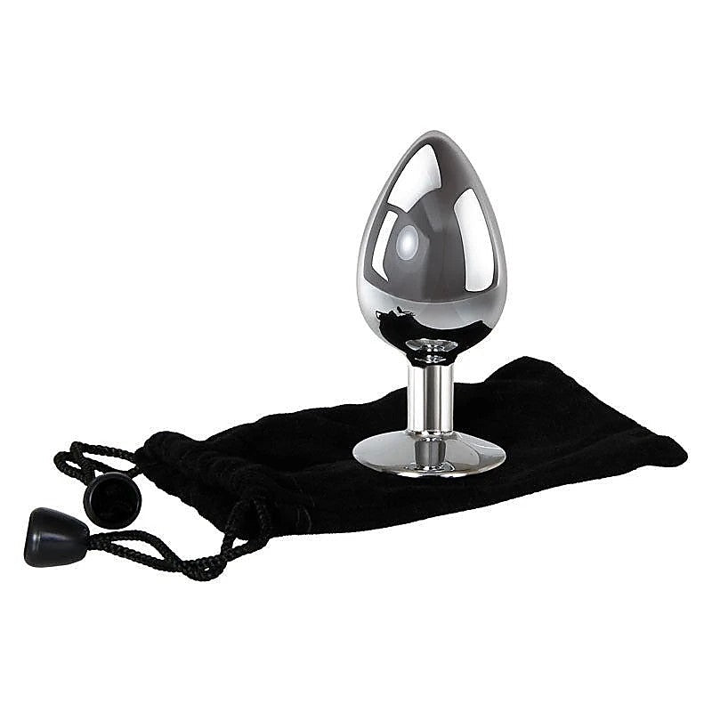 Metallic Butt Plug with Clear Gem Base by Adam & Eve - Butt Plugs