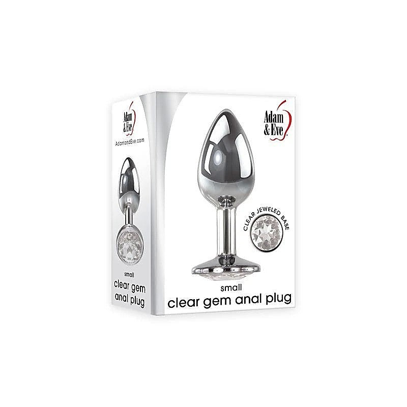 Metallic Butt Plug with Clear Gem Base by Adam & Eve - Butt Plugs