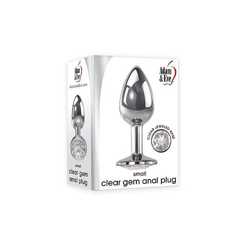 Metallic Butt Plug with Clear Gem Base by Adam & Eve - Butt Plugs