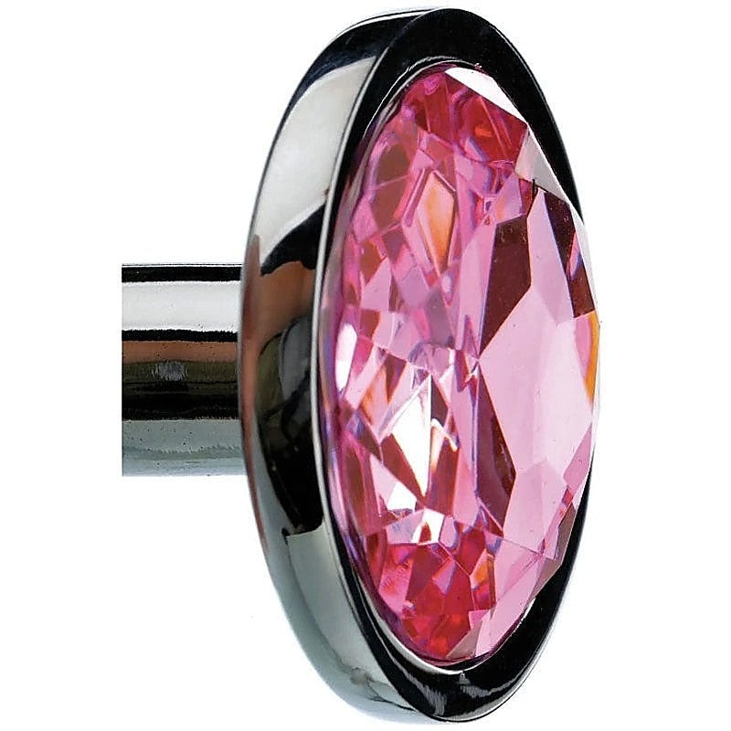 Silver Metal Butt Plug with Pink Gem Base by Adam & Eve - Butt Plugs