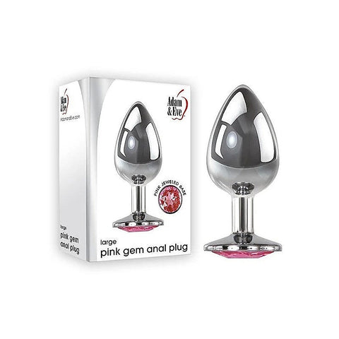 Silver Metal Butt Plug with Pink Gem Base by Adam & Eve - Butt Plugs