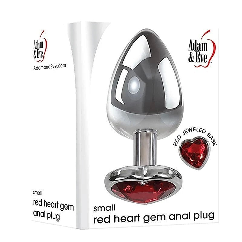 Adam and Eve Metallic Gen Butt Plug with Heart Gem Base - Butt Plugs