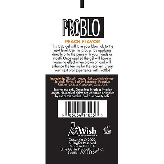 ProBlo Oral Pleasure Peach Flavoured Blowjob Gel - Massage Oils and Lubricants