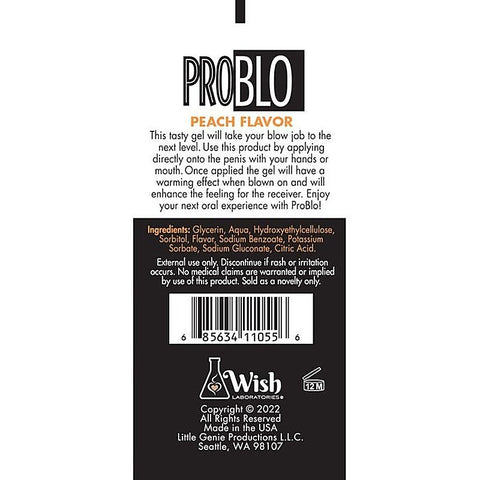 ProBlo Oral Pleasure Peach Flavoured Blowjob Gel - Massage Oils and Lubricants