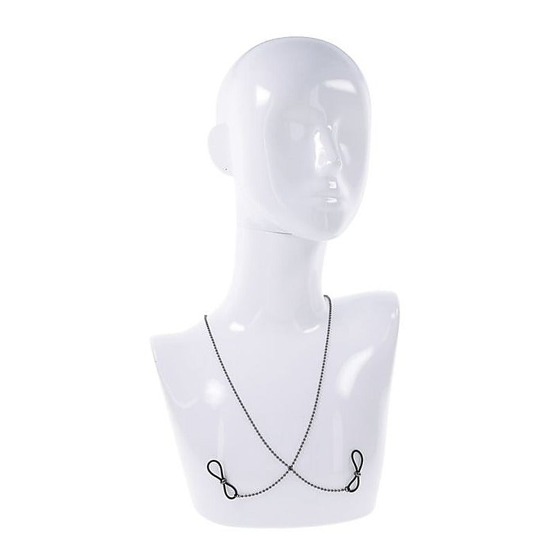 Sportsheets S&M Exs & Ohs Body Jewelry Metal Chain with Nipple Ties - Collars and Leads