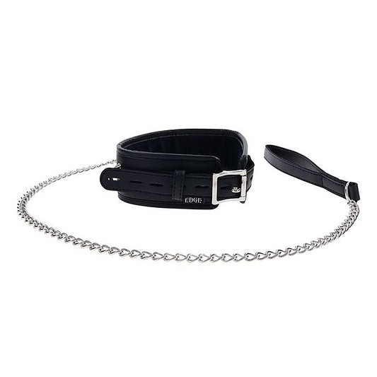 Sportsheets EDGE Black Neck Restraint with Heavy Duty Metal Leash - Collars and Leads
