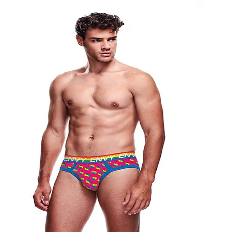Rainbow Hearts Mens Sexy Brief by Envy Menswear - Mens Briefs And Boxers