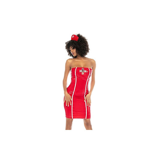Mapale Halloween Party Nurse Costume Vinyl Red - Fancy Dress Ups
