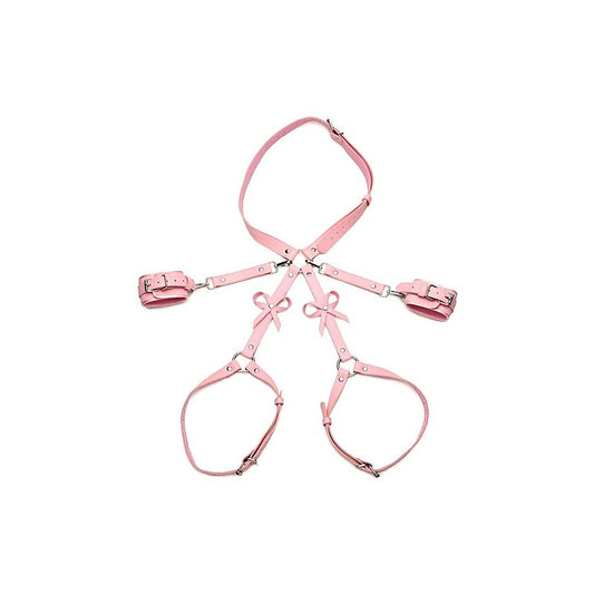 PU Faux Leather Bondage Harness with Bows by XR Brands - Cuffs And Restraints