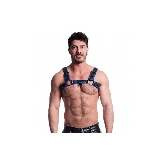 Sport Fucker Vegan Bulldog Bondage Harness Black and Blue - Cuffs And Restraints