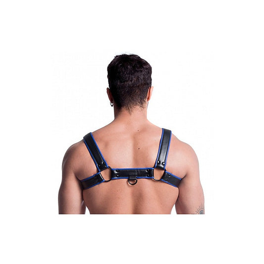 Sport Fucker Vegan Bulldog Bondage Harness Black and Blue - Cuffs And Restraints
